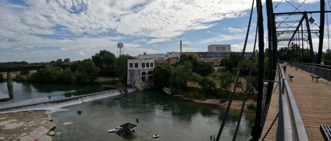 Picture of the Guadalupe River and Whittington's Denim Company Building