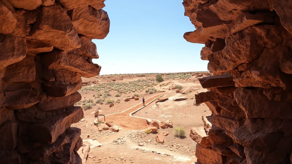 View of Erin from inside Wukoki Pueblo