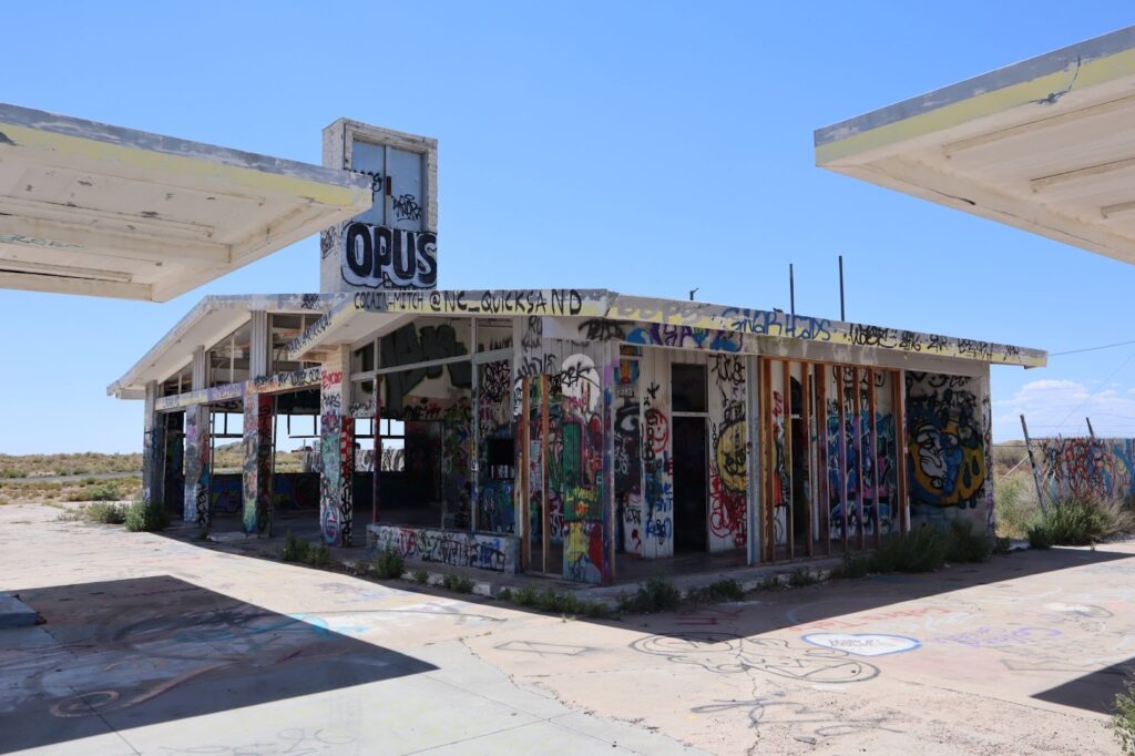 Abandoned Shell Gas Station at Two Guns, AZ